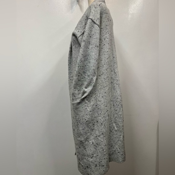 CENY Cardigan Women Size XS Gray Speckled Open Front Longline Pockets Soft Cozy - Picture 4 of 10